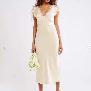 Rumored Cream Lace Midi Dress